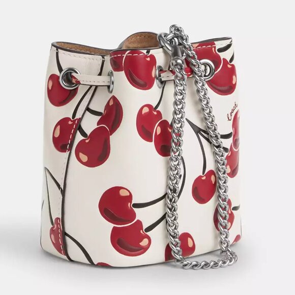 Coach Drawstring Wristlet With Cherry Print - Picture 2 of 9
